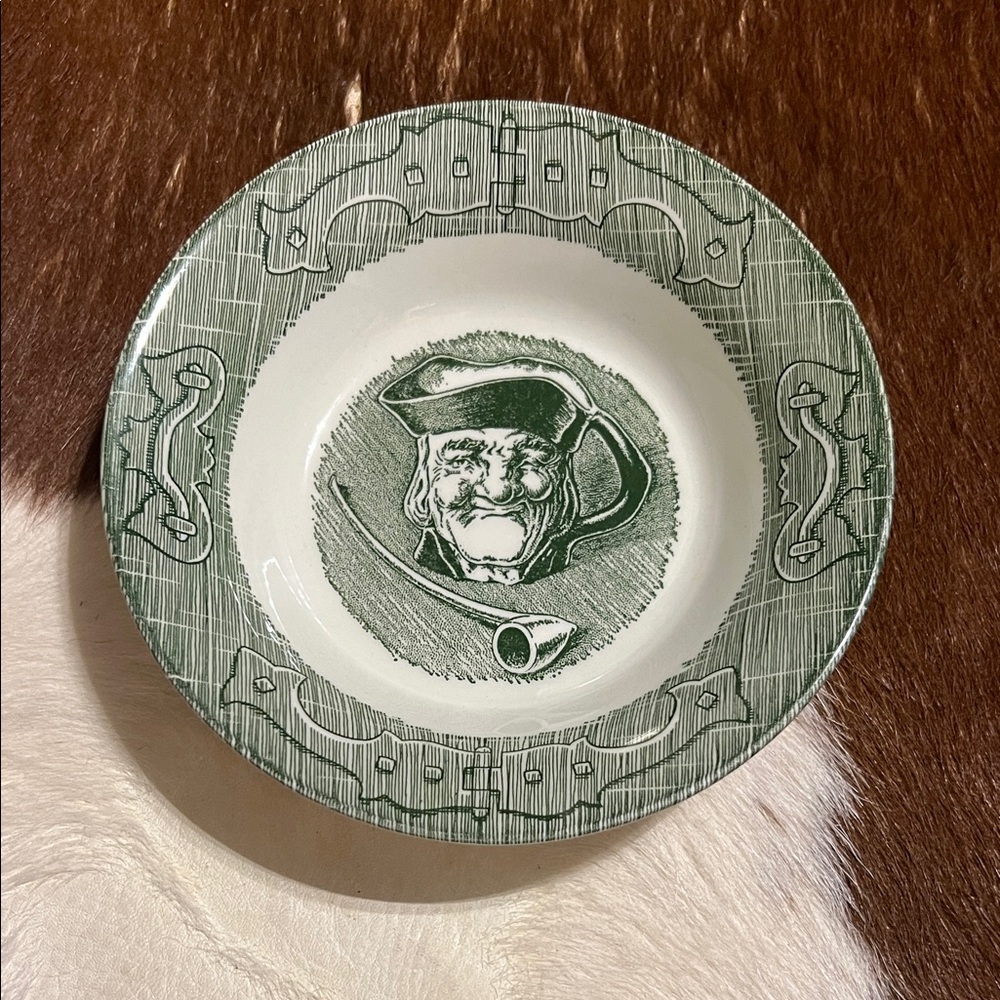 Vintage Royal China Bowl, Green Toby Mug Design
